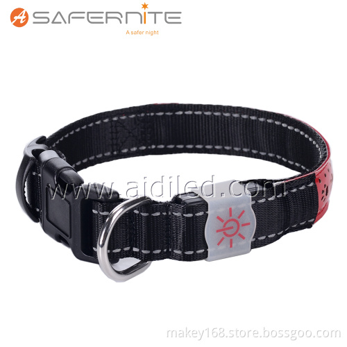 Leather Led Light Flash Night Safety Dog Collar
